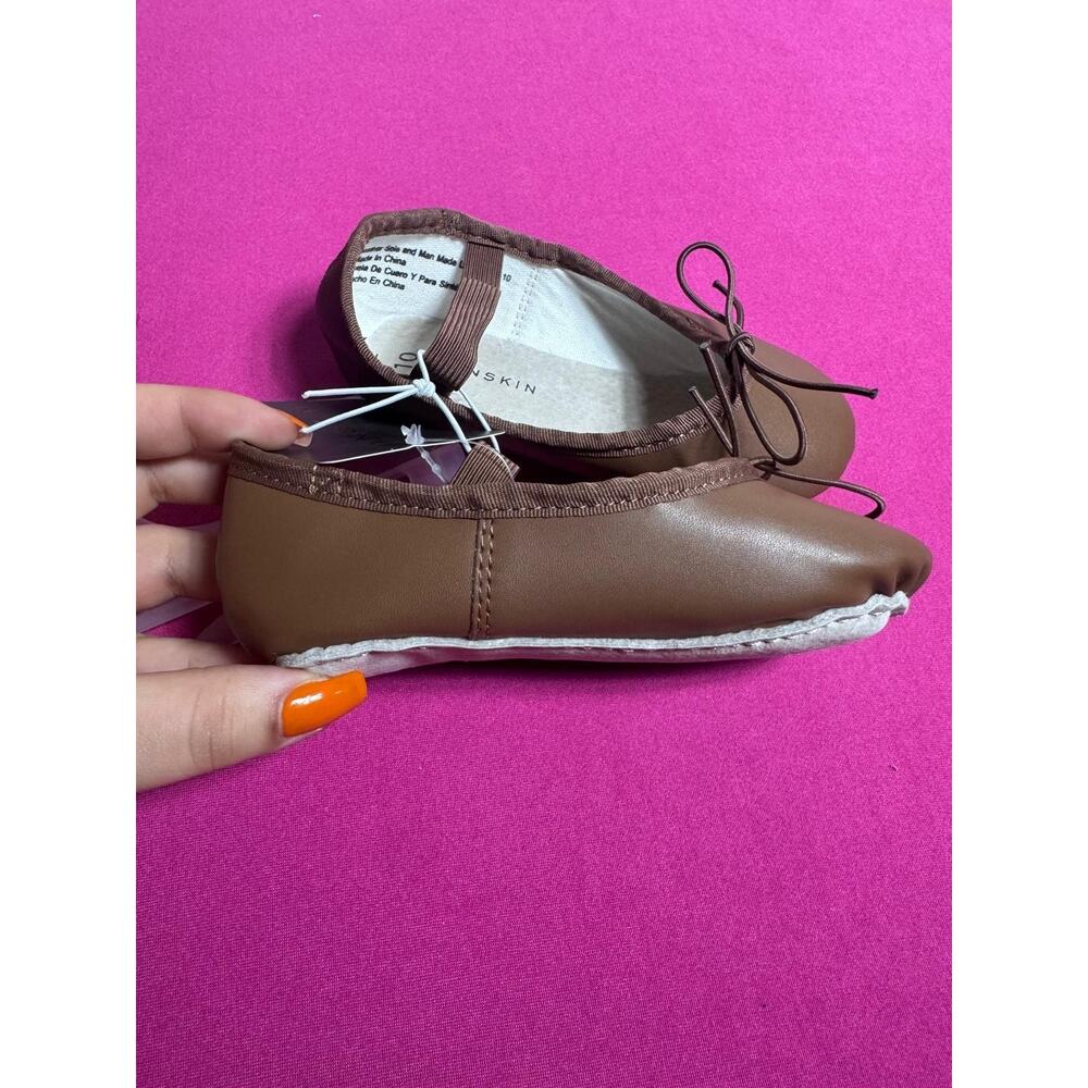 Danskin Ballet Slippers – Brown Stretch Elastic Bow Dance Shoes Size 10 - Picture 3 of 4